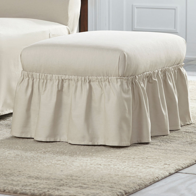Serta Cotton Duck Ruffle Ottoman Slipcover & Reviews Wayfair